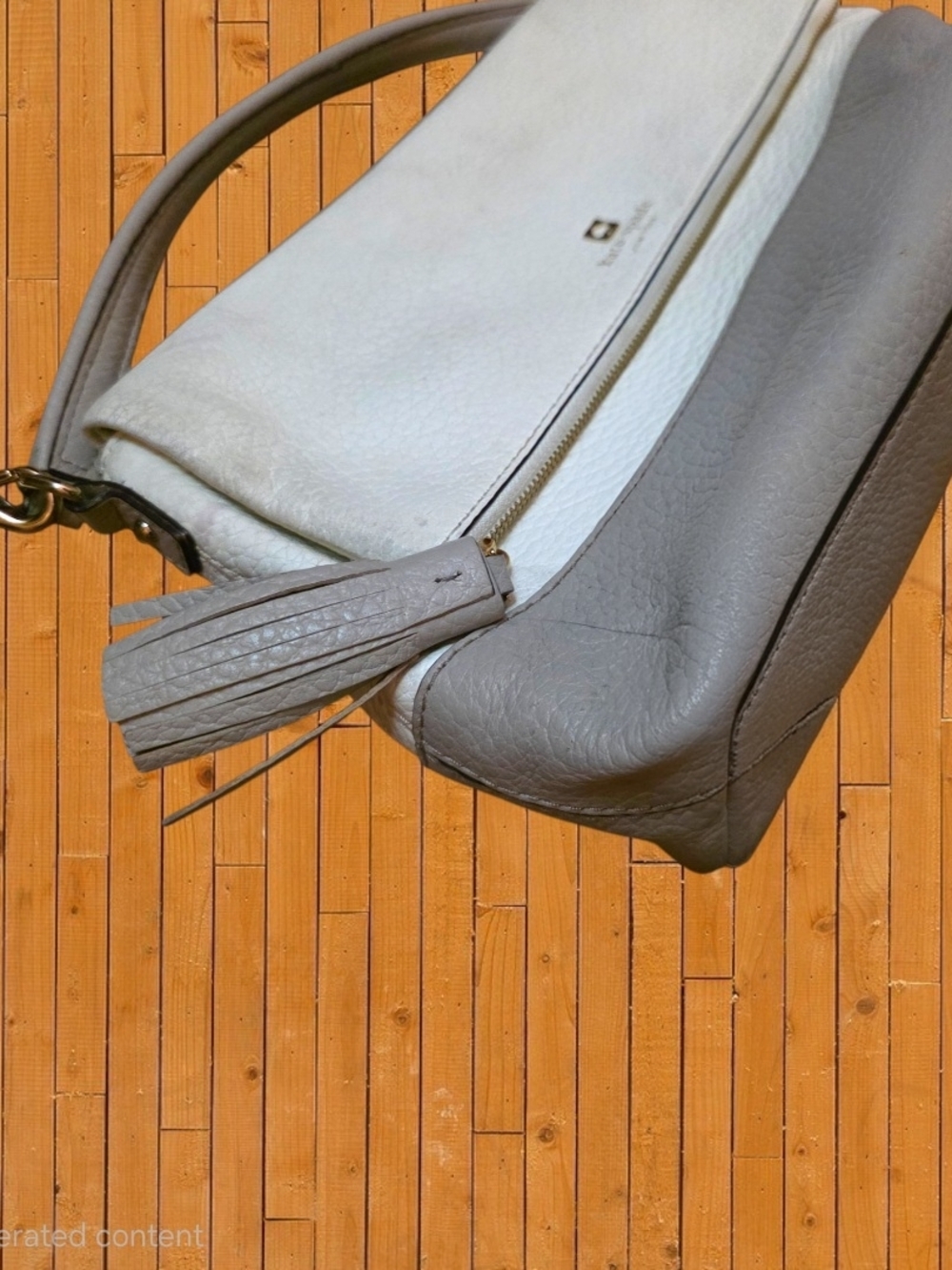 kate spade Two-Tone White & Light Gray Leather Crossbody Bag - Picture 7 of 15